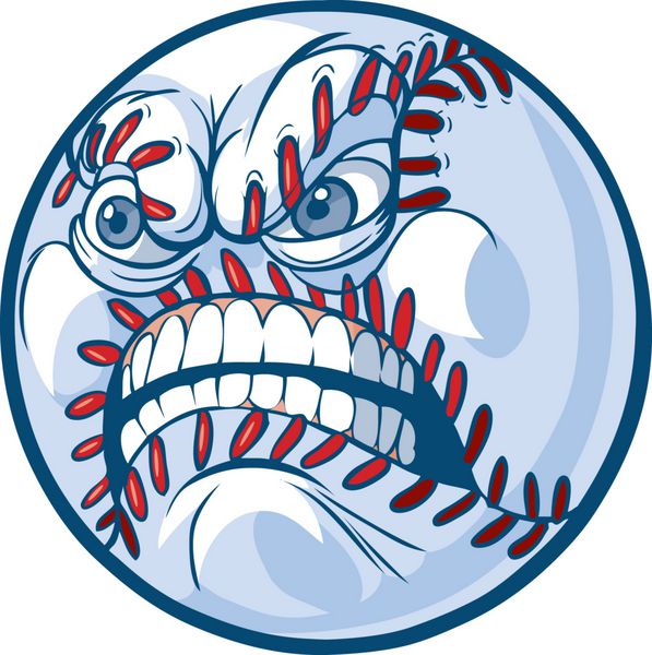 بیس بال با تصویر کارتونی بردار عصبانی