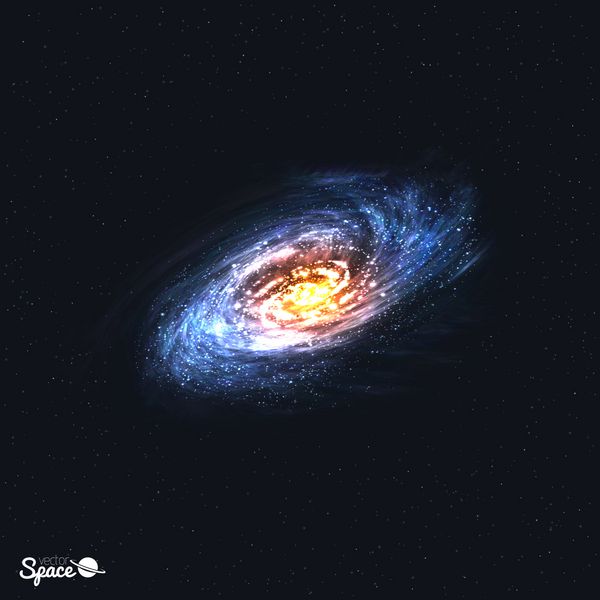 کهکشان مارپیچی رنگارنگ واقع گرایانه در پس زمینه sp وکتور