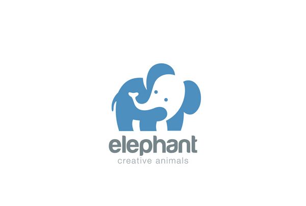 فیل آرم انتزاعی منفی sp لوگوی باغ وحش حیوانات وحشی
