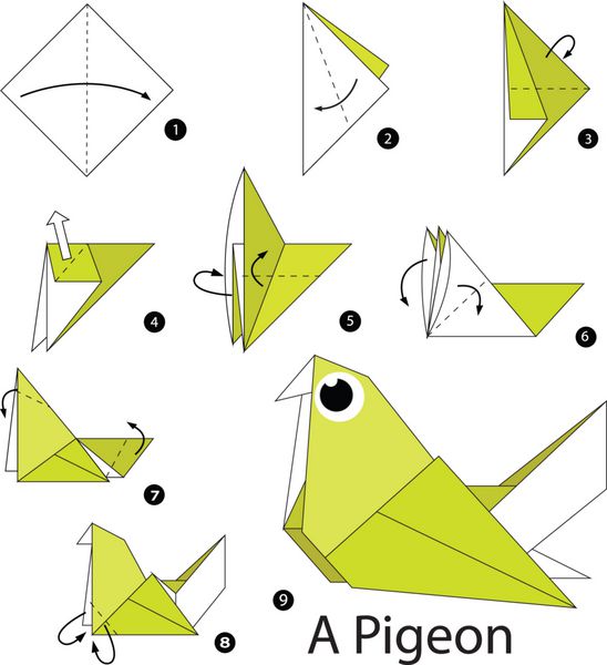 آموزش گام به گام ساخت اوریگامی پرنده