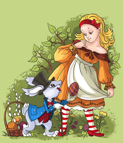 آلیس و خرگوش سفید کارت عید پاک
