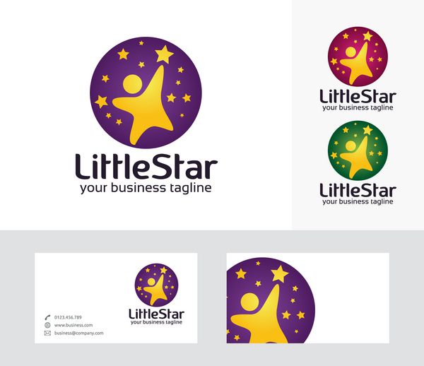 لوگوی وکتور ستاره کوچک با رنگ های جایگزین و الگوی کارت ویزیت