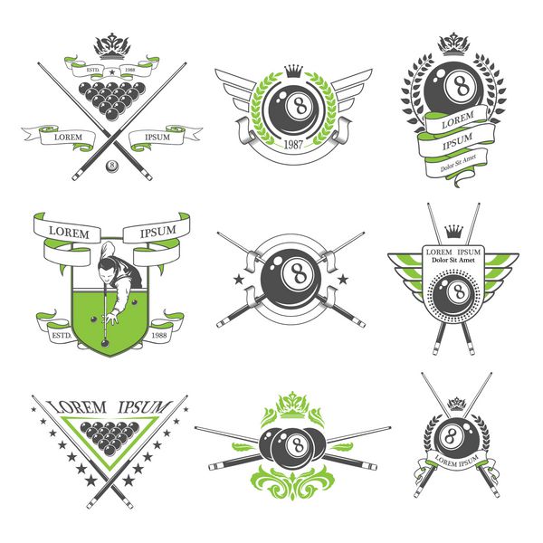 نمادهای بیلیارد و عناصر طراحی