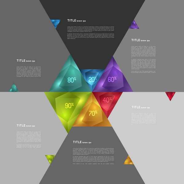 الگوی اینفوگرافیک انتزاعی با مثلث های رنگارنگ عنصر طراحی