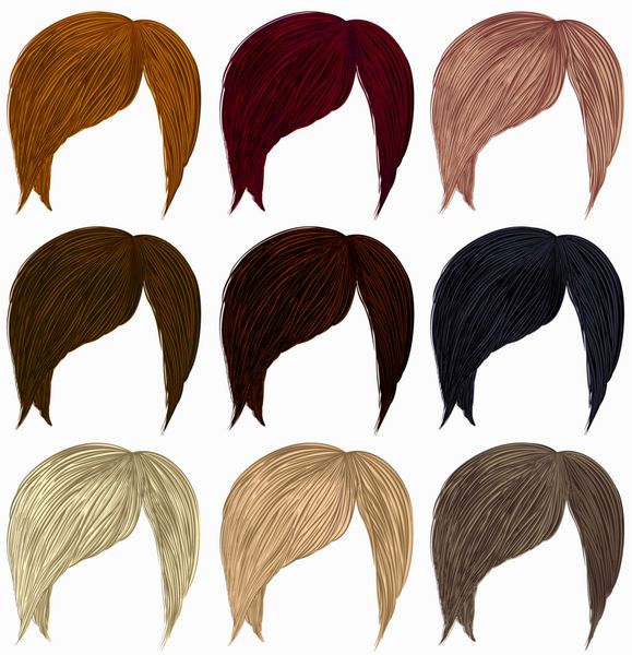 ست موهای کوتاه رنگ های مختلف فرش