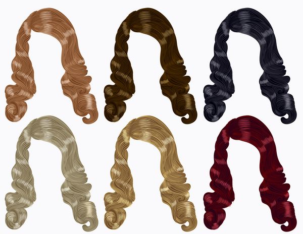 ست موهای مجعد بلند رنگ های مختلف سبک رترو