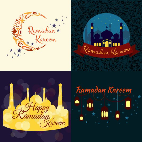 مجموعه تصویرسازی وکتور پس زمینه تبریک ماه مبارک رمضان کریم