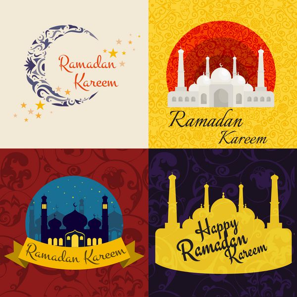 مجموعه تصویرسازی وکتور پس زمینه تبریک ماه مبارک رمضان کریم