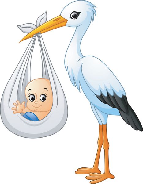لک لک کارتونی در حال حمل نوزاد