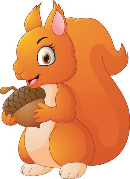 سنجاب کارتونی خنده دار که درخت کاج در دست دارد