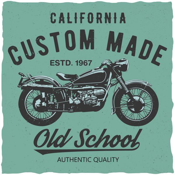 طراحی برچسب موتور سیکلت مدرسه قدیمی کالیفرنیا برای تی شرت پوستر کارت تبریک و غیره