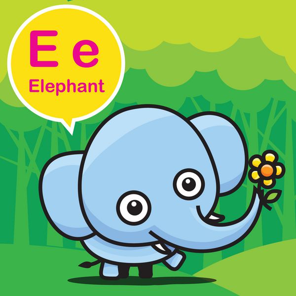 کارتون و الفبای رنگ فیل برای یادگیری کودکان v