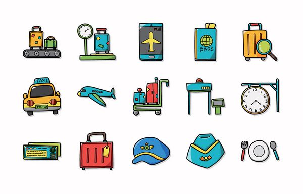 مجموعه نمادهای علامت فرودگاه
