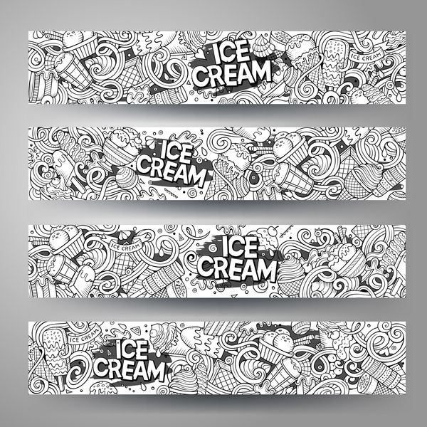 کارتونی خط هنر وکتور ابله بستنی هویت شرکتی