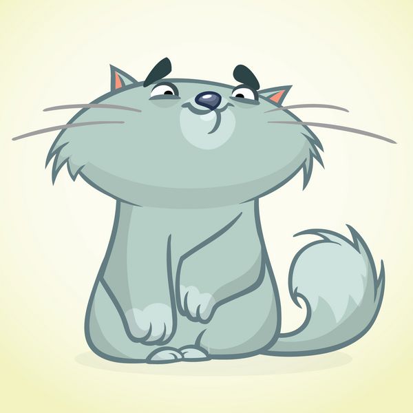 وکتور از یک گربه چاق آبی خندان زیبا کارتون گربه چاق