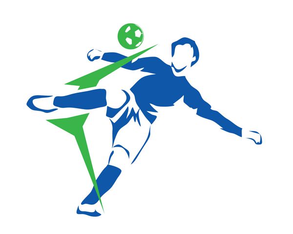لوگوی فوتبالیست مدرن در اکشن - ضربه سریع و سخت برای بردن