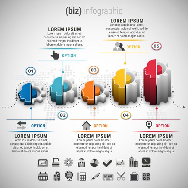 فایل infographic business حاوی متن قابل ویرایش ai و psd jpeg و لینک فونت رایگان مورد استفاده در طراحی است