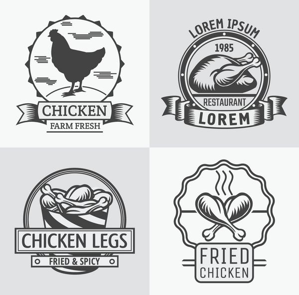 مجموعه ای از برچسب ها و تمبرهای گوشت مرغ