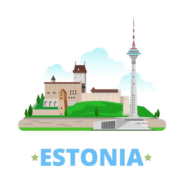 وکتور وب قالب طرح کشور استونی به سبک کارتونی تخت