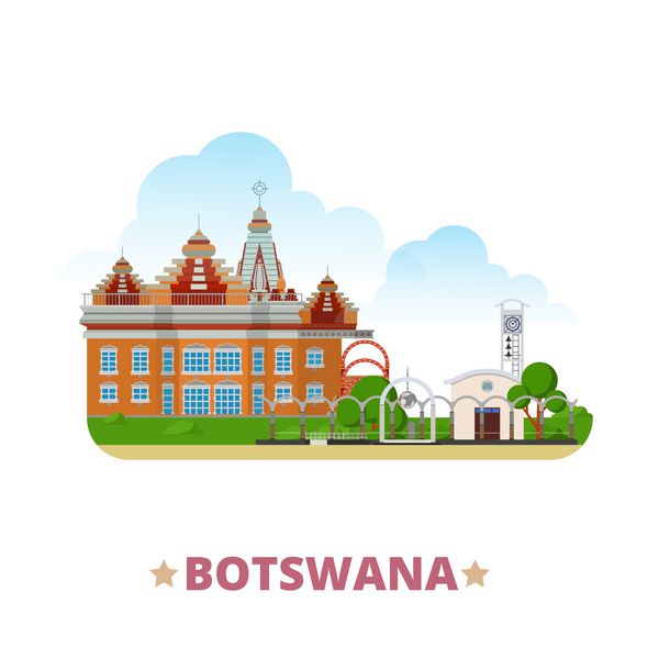 وکتور وب به سبک کارتونی تخت قالب طرح کشور بوتسوانا