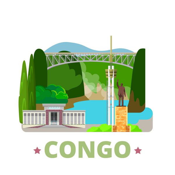 وکتور وب قالب طرح کشور کنگو به سبک مسطح کارتونی