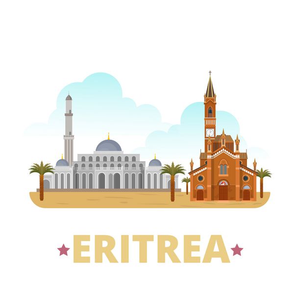 وکتور وب قالب طرح کشور اریتره به سبک کارتونی مسطح