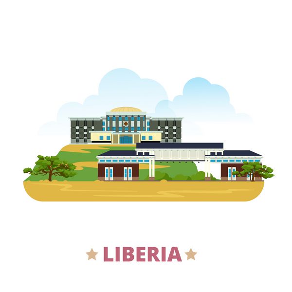 وکتور وب قالب طرح کشور لیبریا به سبک کارتونی مسطح