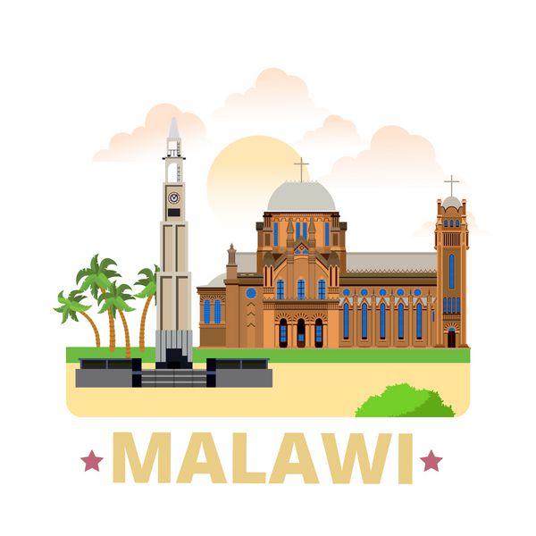 وکتور وب قالب طرح کشور مالاوی به سبک کارتونی تخت