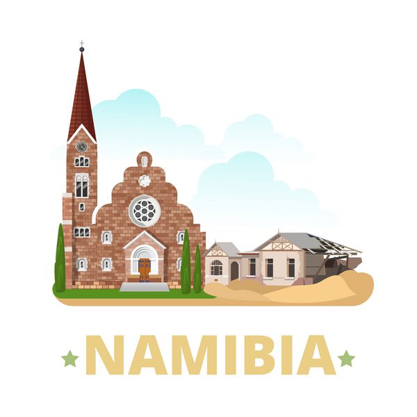 وکتور وب قالب طرح کشور نامیبیا به سبک کارتونی تخت
