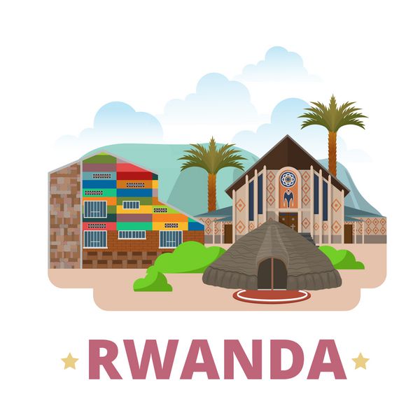 وکتور وب قالب طرح کشور رواندا به سبک کارتونی تخت