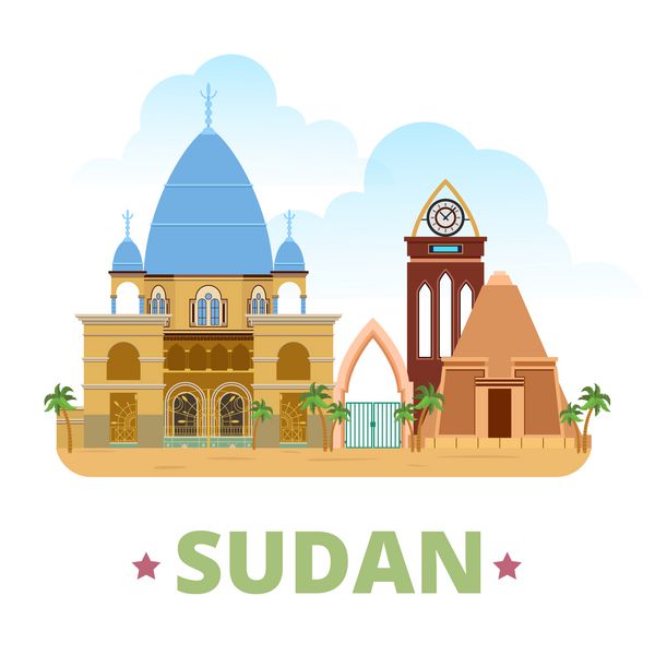 وکتور وب قالب طرح کشور سودان به سبک کارتونی تخت