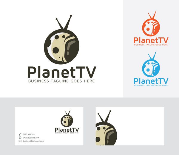 لوگوی وکتور سیاره تلویزیون با الگوی کارت ویزیت