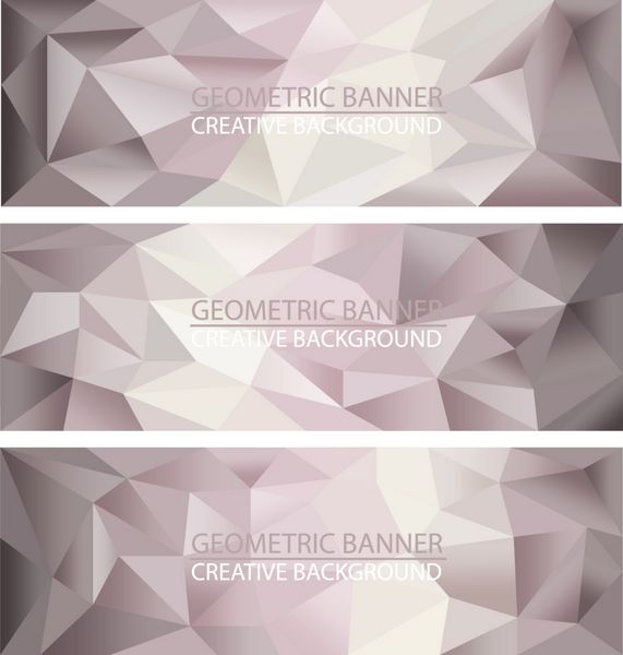 قالب های طراحی کسب و کار مجموعه ای از بنرها با زمینه های موزاییک چند ضلعی چند رنگ وکتور مدرن انتزاعی مثلثی هندسی