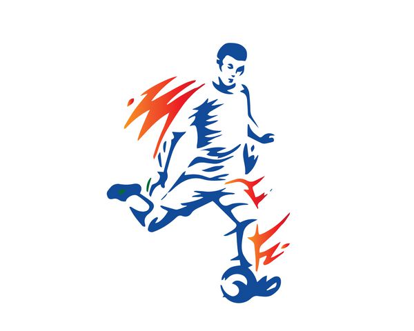لوگوی فوتبالیست مدرن در اکشن - ضربه گل رعد و برق در زمان مصدومیت