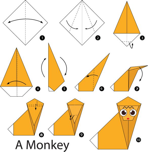 آموزش گام به گام ساخت میمون اوریگامی
