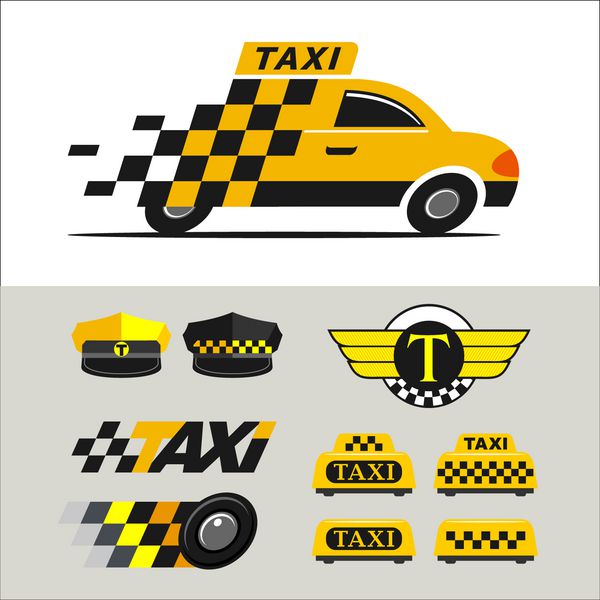 تاکسی لوگوی وکتور تاکسی آیکون ها
