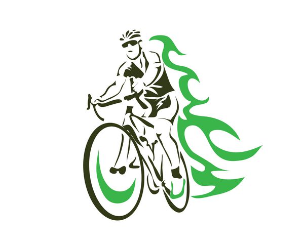 لوگوی شبح اکشن دوچرخه سواری مدرن - دوچرخه سوار شعله سبز