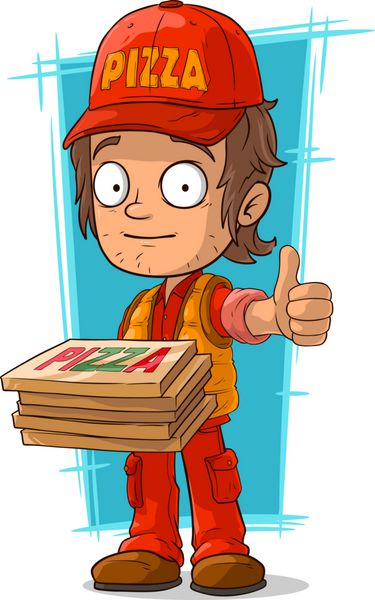 مرد پیتزای جوان کارتونی