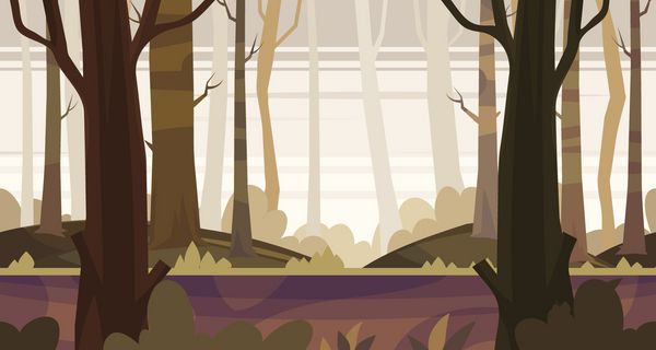طبیعت کارتونی منظره بدون درز با جنگل