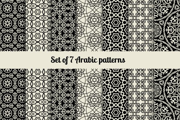 الگوهای سیاه و سفید سبک عربی وکتور