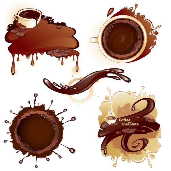 قهوه و شکلات مجموعه ای از بنرها وکتور
