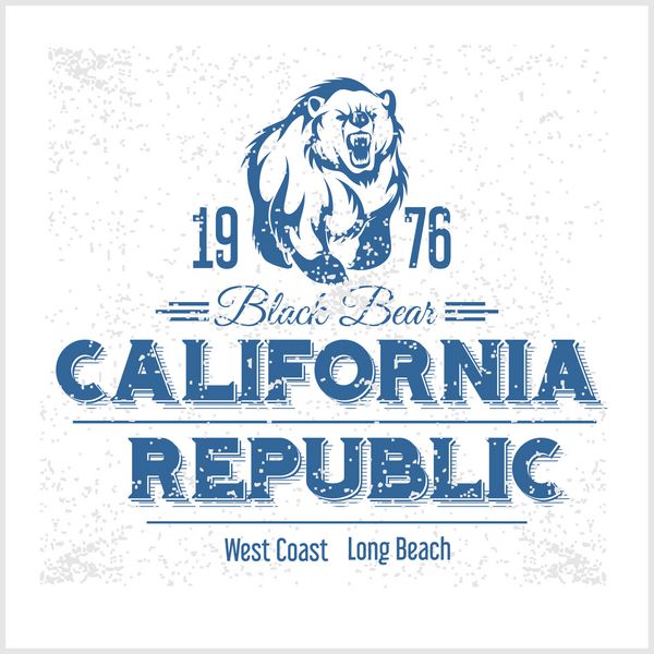 تایپوگرافی قدیمی جمهوری کالیفرنیا با خرس گریزلی