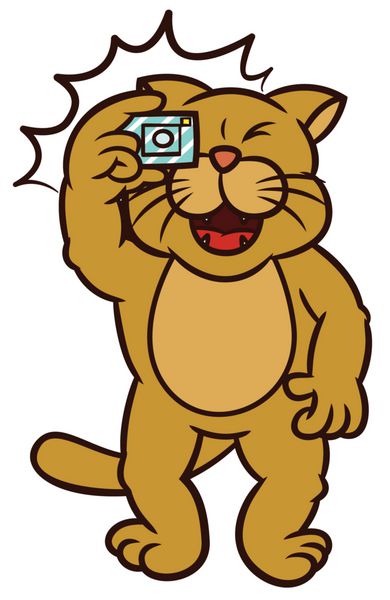 گربه عکسبرداری با تصویر کارتونی دوربین کوچک