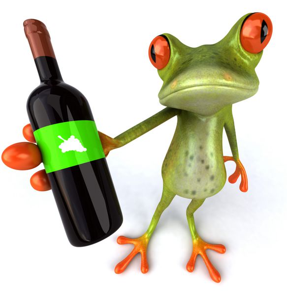 grenouille avec du vin