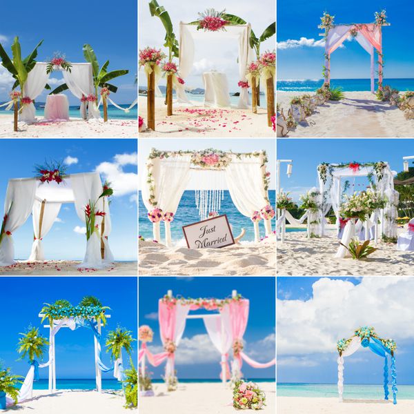 طاق عروسی زیبا کابانا عروسی ساحلی مجموعه مجموعه ست عروسی گرمسیری
