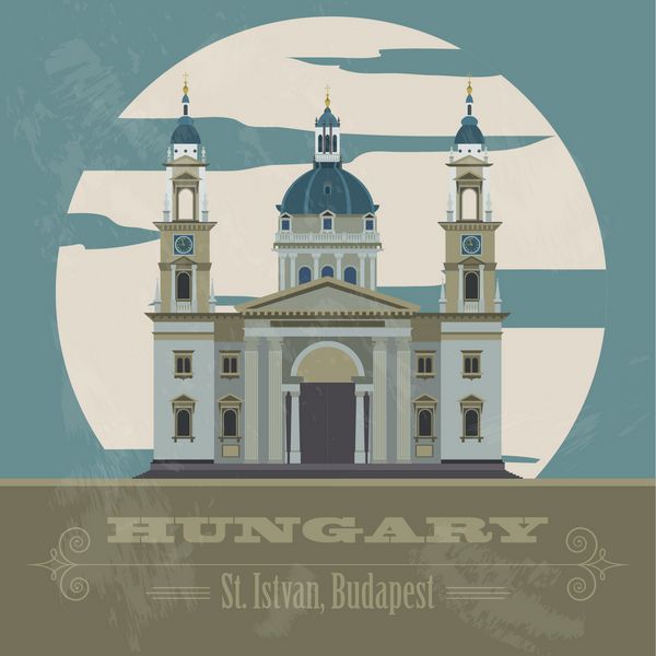 مکان های دیدنی مجارستان تصویر سبک رترو وکتور