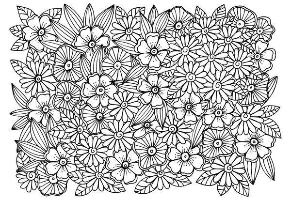 الگوی ابله برای کتاب رنگ آمیزی وکتور تصویر گل سیاه و سفید