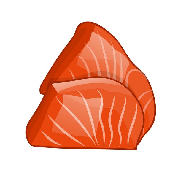 استیک ماهی از ماهی قزل آلا تصویر جدا شده در پس زمینه سفید
