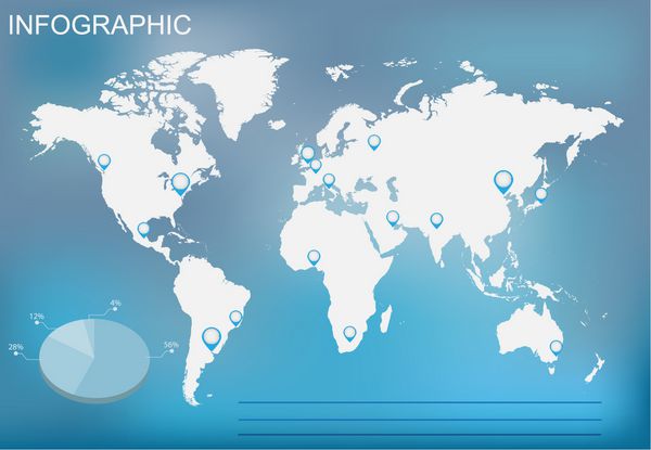 مجموعه عناصر اینفوگرافیک قالب اینفوگرافیک نقشه جهان قالب وکتور