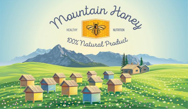 زنبور عسل در منظره کوهستانی